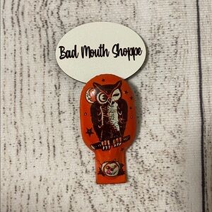 *Vintage Antique US Metal Toy Manufacturing Co Owl Halloween Clicker Noisemaker